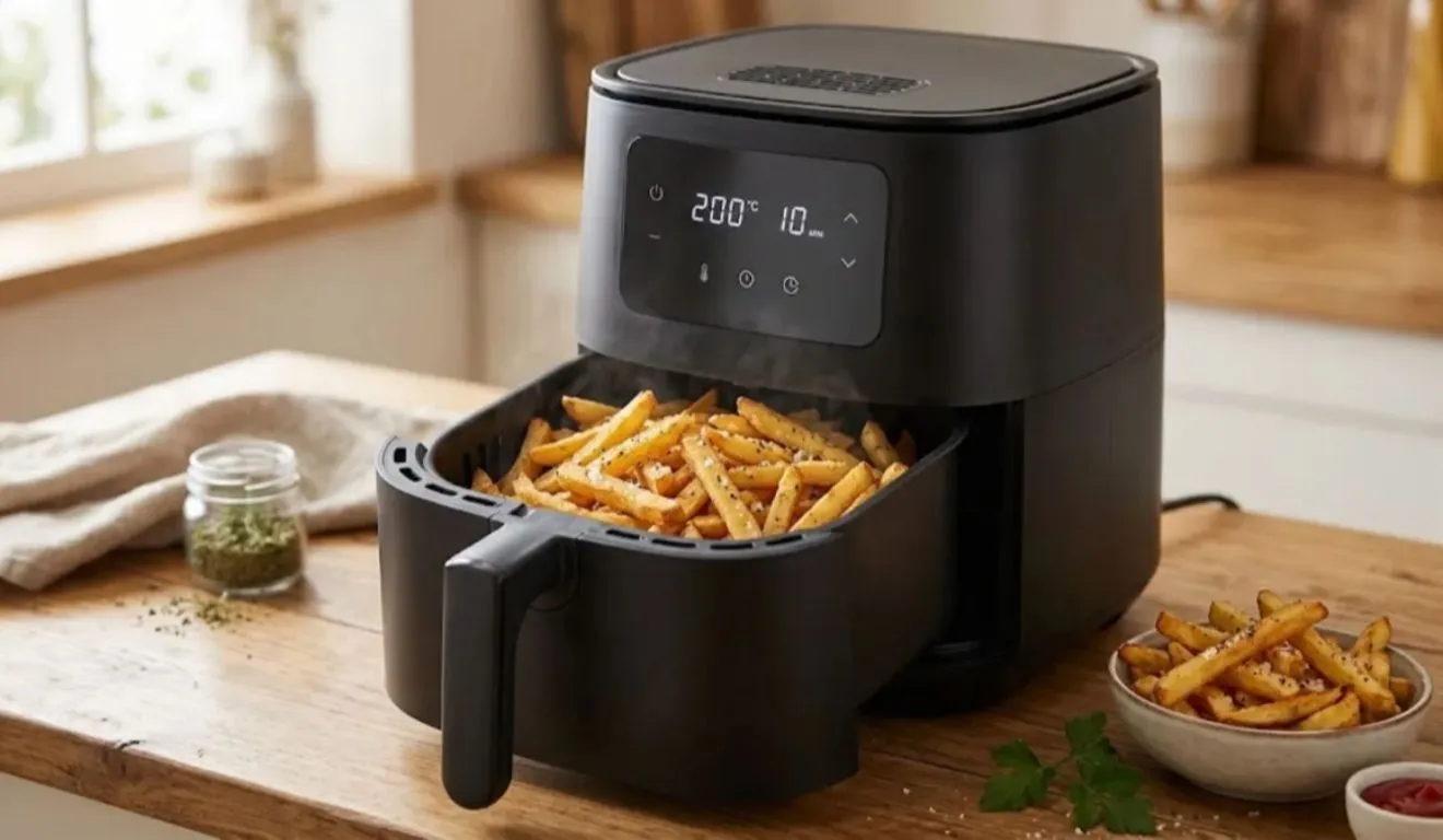 Com as batatas pré-cozidas, a circulação do ar quente favorece a formação de uma crosta externa dourada, enquanto o interior fica macio.