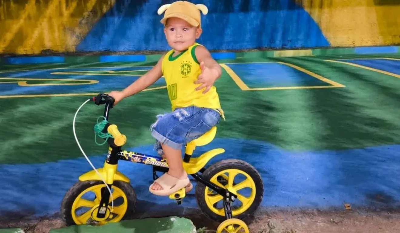A criança estava com a mãe e irmão na motocicleta que foi atingida pela caminhonete
