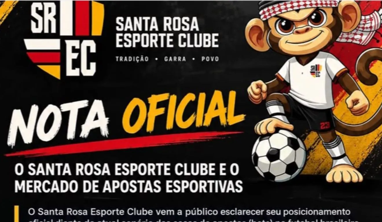 Santa Rosa Esporte Clube afirma que teve nome e escudo utilizados por plataformas de apostas sem autorização ou repasse financeiro.