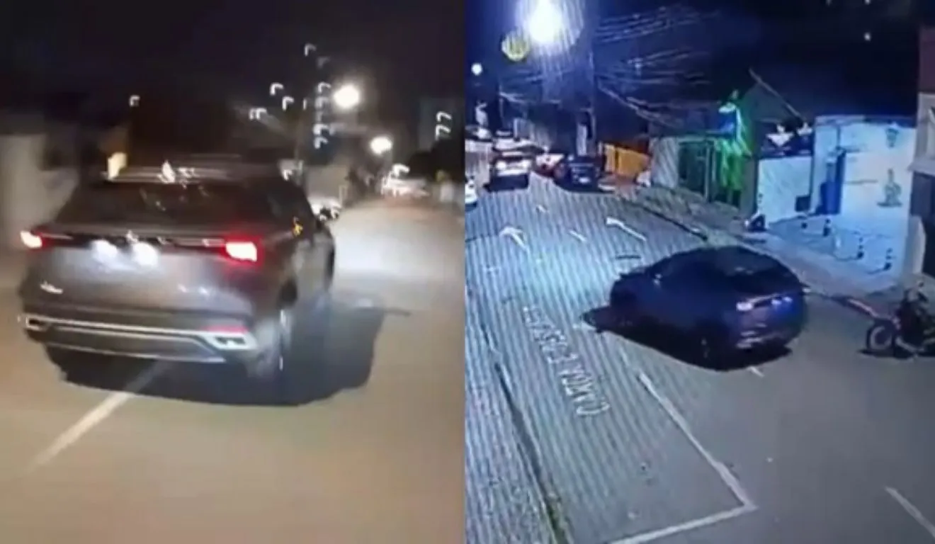 Após a colisão, moradores e motoboys que acompanhavam a situação conseguiram fazer com que o carro parasse.