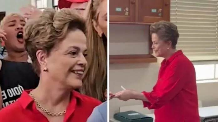 Dilma Rousseff estava acompanhada de apoiadores quando foi vaiada na fila para votação.