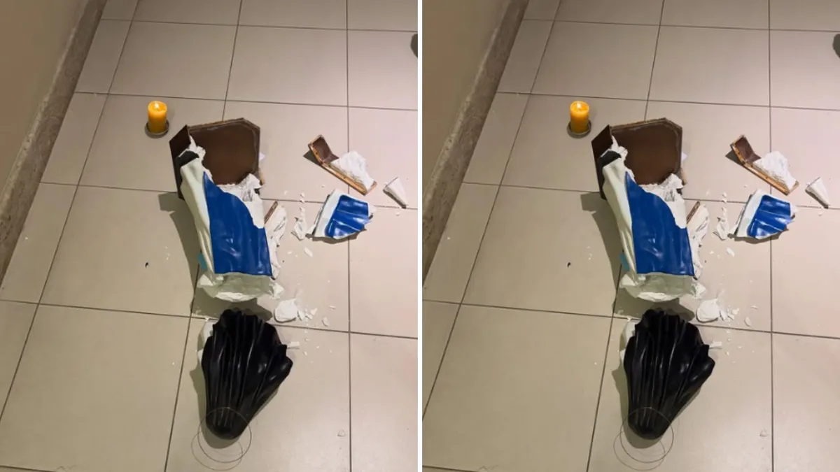 A imagem de Santa Dulce dos Pobres é vandalizada na Igreja Matriz em Salvador. Caso gera repercussão e lamentação na comunidade local.