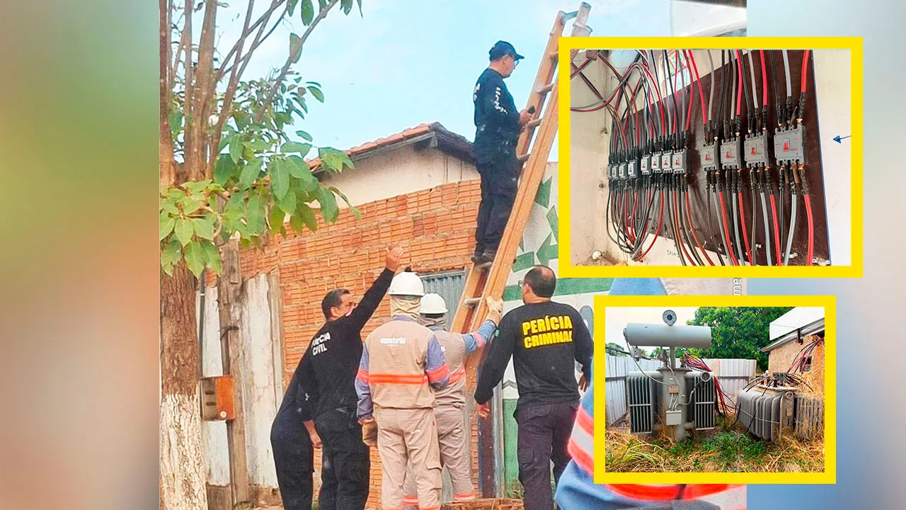 Transformadores e cabos de alta potência encontrados durante a operação conjunta na propriedade em Eldorado do Carajás.