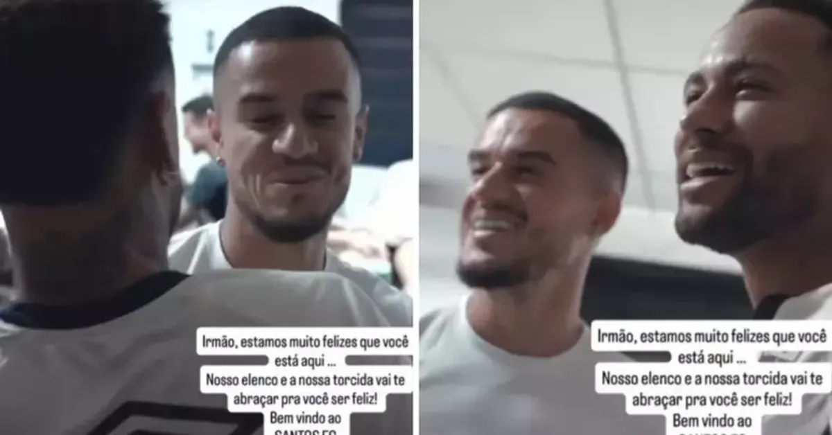 Neymar antecipa o anúncio e celebra a chegada de Philippe Coutinho ao Santos, que já apareceu no CT Rei Pelé vestindo as cores do clube.