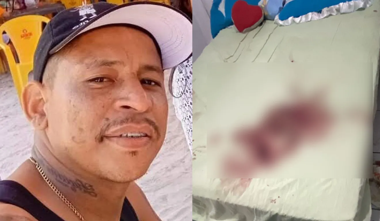A cama do casal ficou ensanguentada após o esfaqueamento feito pelo suspeito