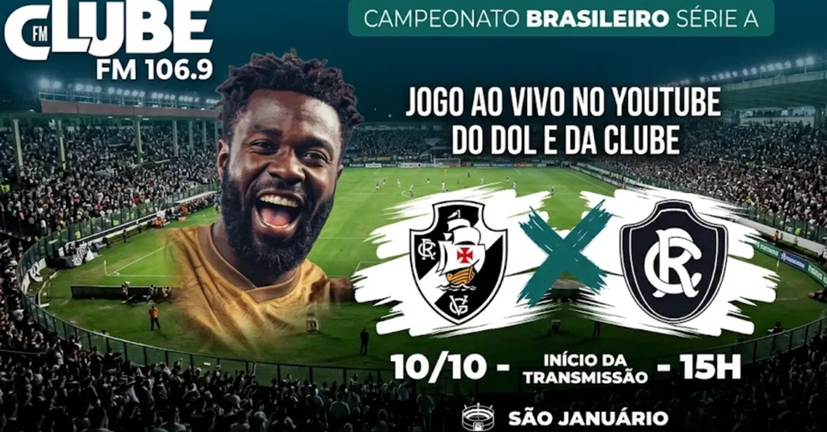 Vasco e Remo se enfrentam neste sábado (10), às 18h, pelo Brasileirão, com transmissão ao vivo da Rádio Clube do Pará no Tem Jogo no DOL.