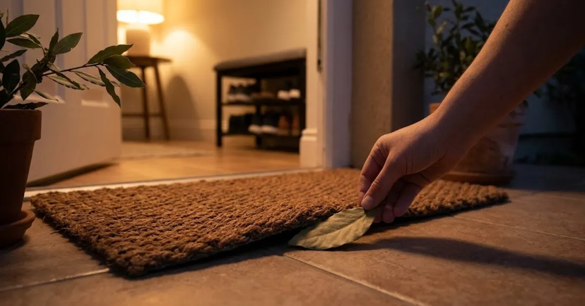 Colocar folha de louro debaixo do tapete à noite é uma tradição popular associada à proteção e à prosperidade, além de poder deixar um aroma herbal suave na entrada da casa.