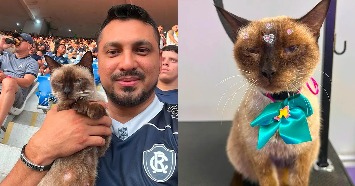 Jairo e a gata Leonina fizeram sucesso na Web após jogo do Remo contra o Atlético-MG