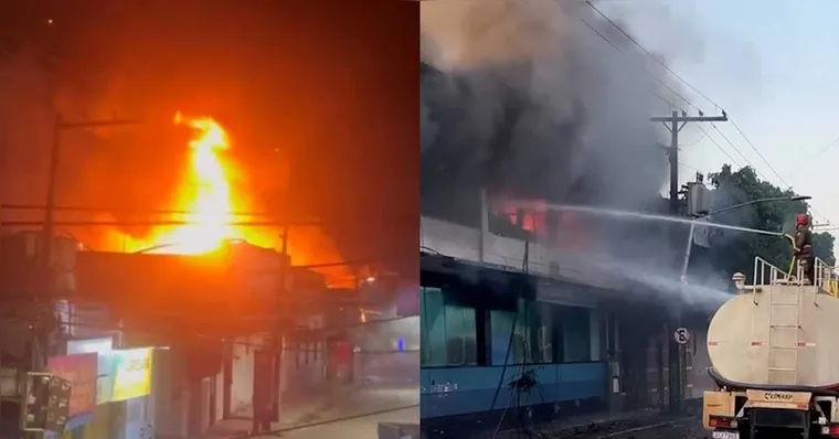 Incêndio atingiu estabelecimentos comerciais na Cidade Nova, em Marabá, e causou prejuízo estimado em R$ 1 milhão.
