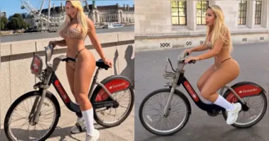 Suellen Carey relatou ter sido alvo de olhares e julgamentos ao andar de bicicleta de biquíni durante uma onda de calor em Londres