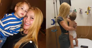 José Leonardo, filho de Virginia Fonseca e Zé Felipe, sofreu um acidente doméstico e precisou levar cinco pontos no nariz.