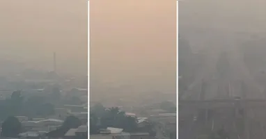 A fumaça é proveniente de incêndios registrados em municípios do interior do Amazonas,