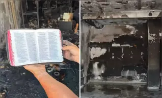 A Bíblia estava dentro de um móvel de MDF que foi completamente consumido pelo incêndio.