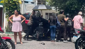 O acidente causou lentidão no entorno do acidente, no bairro de Batista Campos