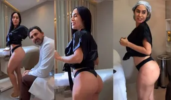 A ex-BBB e cunhã-poranga Isabelle Nogueira mostra procedimento no bumbum.