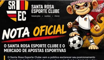Santa Rosa Esporte Clube afirma que teve nome e escudo utilizados por plataformas de apostas sem autorização ou repasse financeiro.