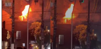 Imagens feitas por moradores registraram as chamas intensas no local.
