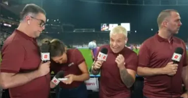 A jornalista Mariana Pereira, da ESPN, levou uma bolada na cabeça durante o aquecimento de Corinthians x Rosario Central, na Neo Química Arena.