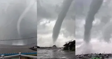 Uma tempestade com fortes chuvas, duas trombas d'água e possível tornado provoca alagamentos e caos no transporte em Nova York.