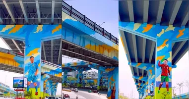No vídeo, o arquiteto mostra exemplos de túneis e elevados pintados e coloridos.