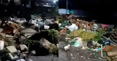 Moradores relatam acúmulo de lixo e falta de luz na Praça Nonato Sanova, em Ananindeua. Situação critica que afeta a comunidade.