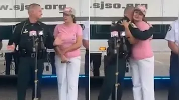 Mãe se emociona ao receber a notícia de que seu filho desaparecido, Benjamin, foi encontrado após coletiva de imprensa na Flórida.