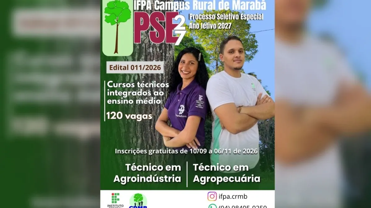 Imagem ilustrativa da notícia IFPA abre 120 vagas gratuitas em cursos em Marabá