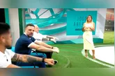 Os comentaristas não perderam a piada com a âncora que fizeram a famosa "remada" durante o programa esportivo