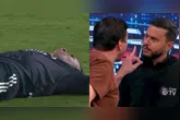 Ao notar a cena, os narradores da CazéTV não contiveram as risadas.