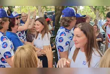 Hana Ghassan vota em Belém, acompanhada do ex-governador Helder Barbalho.