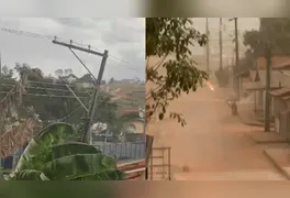 Fenômeno registrado por volta das 16h assustou moradores e balançou fiação; não houve registro de chuva no município.