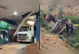 Terminal rodoviário foi invadido por veículo desgovernado na área urbana; na BR-422, tombamento deixou motorista ferido.