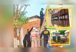 Transformadores e cabos de alta potência encontrados durante a operação conjunta na propriedade em Eldorado do Carajás.