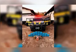 Agentes da PRF contabilizam pacotes de pasta base de cocaína e maconha apreendidos na BR-230, em Novo Repartimento (PA).