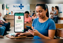Paciente visualiza notificação de confirmação de atendimento médico pelo SUS no smartphone.