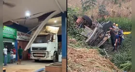 Terminal rodoviário foi invadido por veículo desgovernado na área urbana; na BR-422, tombamento deixou motorista ferido.