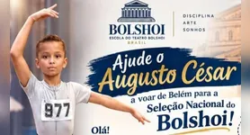 Augusto César tem 8 anos e busca uma vaga nacional na Escola de Teatro Bolshoi
