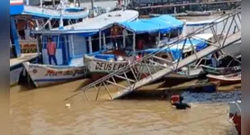 Ponte que dá acesso ao trapiche do Mercado do Peixe desabou e atingiu embarcações em Abaetetuba