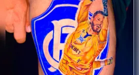 Torcedor do Remo eternizou na pele a defesa de Marcelo Rangel contra o Flamengo, no Mangueirão