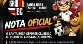 Santa Rosa Esporte Clube afirma que teve nome e escudo utilizados por plataformas de apostas sem autorização ou repasse financeiro.