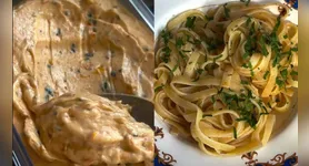Nesta receita, tomate-cereja e alho assados são misturados à manteiga com mel, lemon pepper e manjericão.