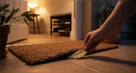 Colocar folha de louro debaixo do tapete à noite é uma tradição popular associada à proteção e à prosperidade, além de poder deixar um aroma herbal suave na entrada da casa.