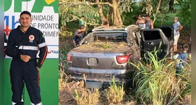 O motorista do Samu perdeu o controle do carro e bateu na árvore