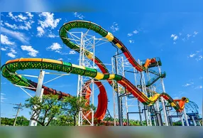 Inspirada nos movimentos de uma serpente, a estrutura combina curvas, descidas e subidas impulsionadas por jatos de água sob pressão.