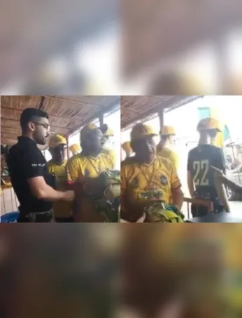 Itens de propaganda política encontrados no local.