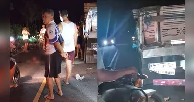 Relatos afirma que caminhão estava sem a sinalização correta.