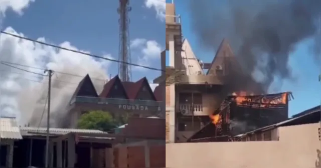 Imagem ilustrativa da notícia Vídeo: incêndio atinge pousada na praia de Ajuruteua, em Bragança