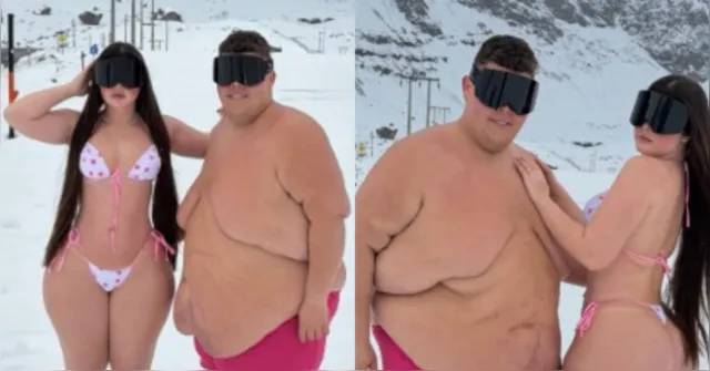 Imagem ilustrativa da notícia Gordão da XJ e namorada viralizam ao posarem seminus na neve