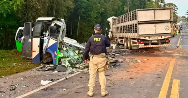 Imagem ilustrativa da notícia Acidente entre ônibus e carreta deixa 23 mortos na BR-373