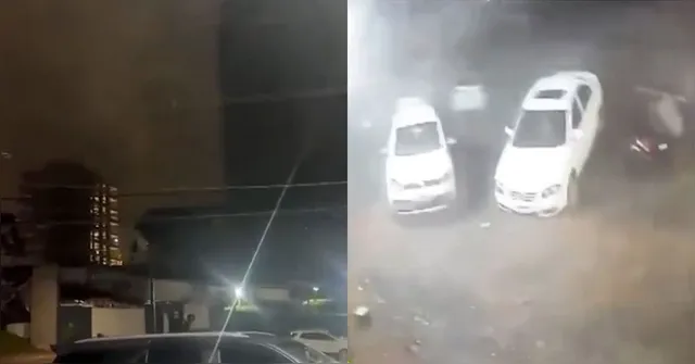 Imagem ilustrativa da notícia Vídeo impressionante: vendaval levanta carro durante temporal no Paraná